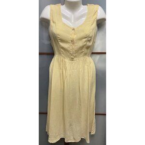 Basement USA Vintage 90s Yellow Button Front Dress One Sz Cottage Peasant Granny